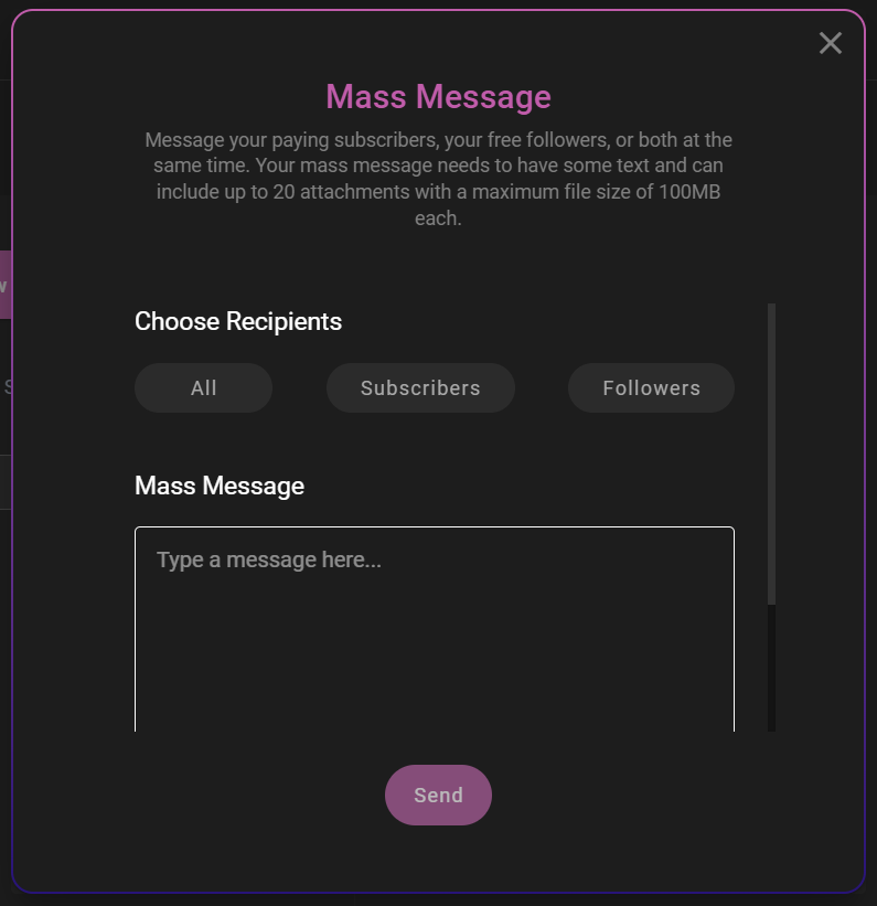 SinParty mass messaging
