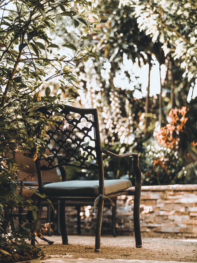 chair in a garden for masturbation